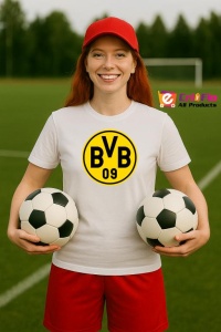 Tricou dama cu logo stema Borussia Dortmund Germania , din bumbac 100% - Img 8