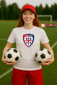 Tricou dama cu logo stema Cagliari Calcio Italia , din bumbac 100% - Img 8