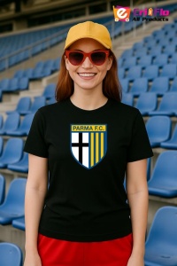 Tricou dama cu logo stema FC Parma Italia , din bumbac 100% - Img 5