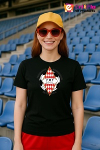 Tricou dama cu logo stema Fédération monégasque de football Monaco , din bumbac 100% - Img 4
