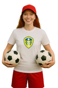 Tricou dama cu logo stema Leeds United F.C .Anglia , din bumbac 100% - Img 3