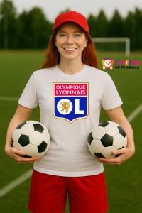 Tricou dama cu logo stema Olympique Lyonnais Franta , din bumbac 100% - Img 8