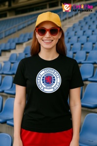 Tricou dama cu logo stema Rangers FC Scotia , din bumbac 100% - Img 4