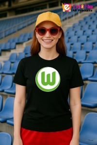 Tricou dama cu logo stema VfL Wolfsburg Germania , din bumbac 100% - Img 5