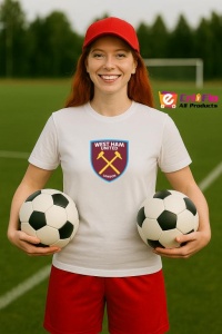 Tricou dama cu logo stema West Ham United FC Anglia , din bumbac 100% - Img 8