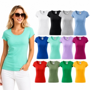Tricou Damă din Bumbac 100% – Cambrat, Decolteu Rotund, Mâneci Scurte | 25 de Culori