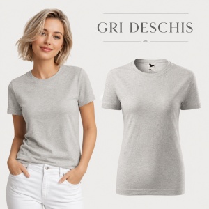 Tricou Damă din Bumbac 100%, Guler Rotund, Slim fit cambrat, XS-2XL, 23 Culori - Img 25