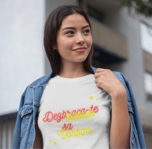 Tricou dama haios - Vreau sa vorbim - din bumbac, personalizat - Cadou