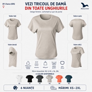 Tricou Damă Malfini Chance GRS 811 – Poliester Reciclat, Extra Dry, Croială Lejeră - Img 6