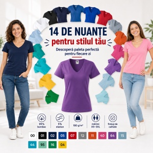 Tricou Damă Malfini Dream 128 cu Guler V – Slim Fit, 95% Bumbac, 14 Culori, XS-3XL - Img 7