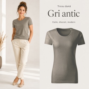 Tricou Damă Malfini Native GOTS 174 – 100% Bumbac Organic, Croială Cambrată, Guler Rotund, 15 Culori - Img 20