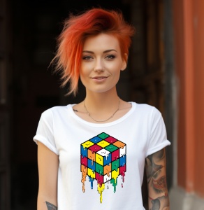 Tricou dama personalizat Cubul Rubik