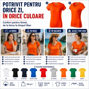 Tricou Damă Rimeck Resist Heavy R04 – 100% Bumbac, 200 g/m², Croială Cambrată, S–3XL - Img 6