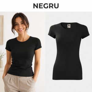 Tricou Damă Slim Fit Elastic, 95% Bumbac și 5% Elastan, Guler Rotund, Mâneci Scurte, 14 Culori, XS–2XL - Img 18