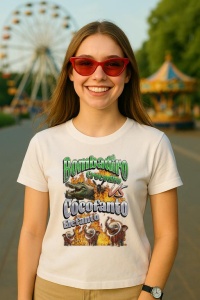 Tricou Dama Tralalero TraLaLa cu Bombadiro VS Cocofanto Funny Italian Brainrot Meme Graphic - Img 4