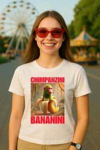 Tricou Dama Tralalero TraLaLa cu Chimpanzini Bananini Italian Brainrot Meme (2) - Img 5