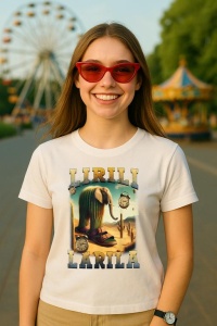 Tricou Dama Tralalero TraLaLa cu Lirili Larila Funny Italian Brainrot Meme Cactus Elephant - Img 5