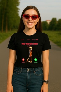 Tricou Dama Tralalero TraLaLa cu Tung Tung Tung Sahur Italian Brainrot Meme - Img 4