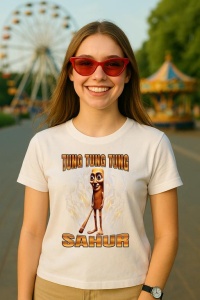 Tricou Dama Tralalero TraLaLa cu Tung Tung Tung Sahur - Img 4