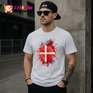 Tricou Denmark Steag Splash Art, Copii | Dama | Barbat - Img 4