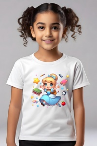 Tricou din bumbac 100% pentru copii, Alice, Back To School, scoala, educatie, fantezie, personaje - Img 3