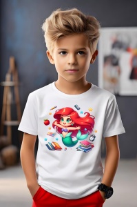 Tricou din bumbac 100% pentru copii, Ariel, Back To School, scoala, educatie, aventura, personaje - Img 3