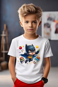 Tricou din bumbac 100% pentru copii, Batman, Back To School, scoala, educatie, eroi, personaje - Img 4