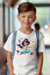 Tricou din bumbac 100% pentru copii, Jasmine, Back To School, scoala, educatie, exotice, personaje - Img 3