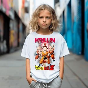 Tricou din bumbac, personalizat haios pentru copii cu Krillin Dragon Ball Z - cadou