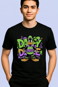 Tricou Donald dope style cu lant si pantaloni largi Copii | Dama | Barbat, negru - Img 2