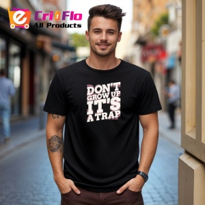 Tricou Dont Grow Up Its A Trap Text Retro, din bumbac 100%, tricou negru Copii | Dama | Barbat - Img 5