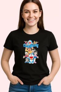 Tricou Doraemon robotul pisica albastra care ajuta cu gadgeturi din viitor, Copii | Dama | Barbat , tricou negru - Img 3