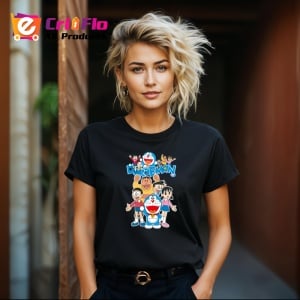 Tricou Doraemon robotul pisica albastra care ajuta cu gadgeturi din viitor, Copii | Dama | Barbat , tricou negru - Img 8