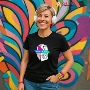 Tricou Drop The Beat Box Sunet, Copii | Dama | Barbat, culoare negru - Img 12