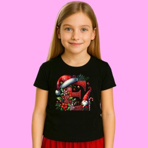 Tricou E Litere Craciun Cu Spiridus Si Caciula Mos, din bumbac 100% Copii | Dama | Barbat - Img 2