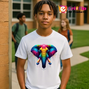 Tricou Elefant artistic culori intense simbol memorie si forta Copii | Dama | Barbat - Img 4