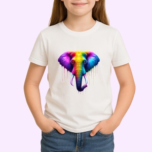 Tricou Elefant in stil pop art cu efecte de curcubeu Copii | Dama | Barbat - Img 4