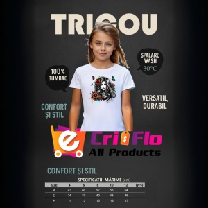 Tricou elegant black hair flower burst, fata cu par negru si explozie florala, Copii | Dama | Barbat - Img 10