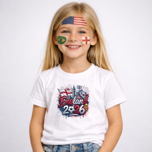 Tricou England World Cup 2026 Fifa, din bumbac 100%, tricou alb, Copii | Dama | Barbat - Img 2