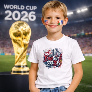 Tricou England World Cup 2026 Fifa, din bumbac 100%, tricou alb, Copii | Dama | Barbat - Img 5