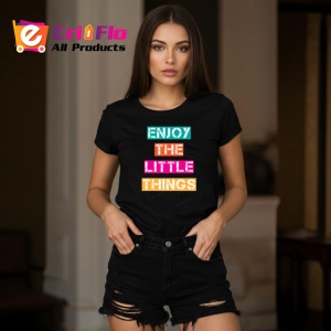 Tricou Enjoy The Little Things Text Colorat, din bumbac 100%, tricou negru Copii | Dama | Barbat - Img 7