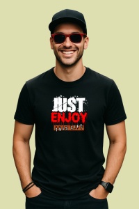 Tricou Enjoy This Life Font Rosu Stil Horror V1, din bumbac 100%, tricou negru Copii | Dama | Barbat
