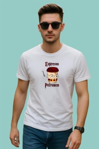 Tricou Espresso Patronum Harry Potter Parodie Cafea, din bumbac 100% , tricou alb pentru Copii | Dama | Barbat - Img 3