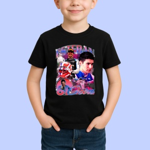 Tricou Esteban Ocon Colaj Portret Si Masina Echipa Alpin Formula 1, Copii | Dama | Barbat - Img 2