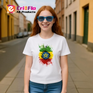 Tricou Ethiopia Steag Splash Art, Copii | Dama | Barbat - Img 9