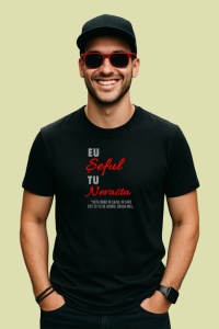 Tricou Eu Seful Tu Nevasta Mesaj Amuzant Familie, din bumbac 100%, tricou negru Barbat - Img 2