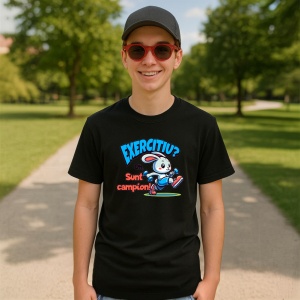 Tricou Exercitiu, oh sunt campion! Negru, Copii | Dama | Barbat - Img 8
