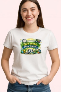 Tricou Fara Scuze Doar Fotbal Minge Gazon V1, din bumbac 100% , tricou alb pentru Copii | Dama | Barbat - Img 2