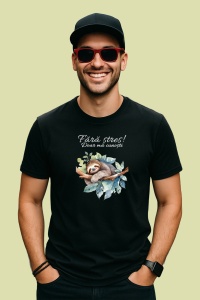 Tricou Fara Stres Lenevesc Ilustratie, din bumbac 100%, tricou negru, Dama | Barbat - Img 2