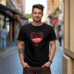 Tricou Fata cu fluturi in forma de inima Negru, Copii | Dama | Barbat - Img 6